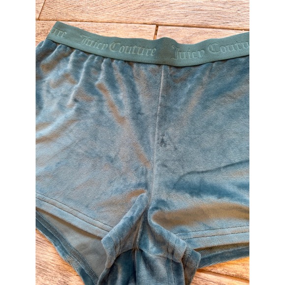 Juicy Couture Velour Sleep Shorts Womens Medium Teal Excellent Rhinestone Y2K - Picture 4 of 11